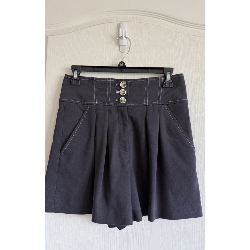 Veronica Beard Sz 2 Shorts Alicia Linen Blend High Rise Pleated Dark Navy $348 - Picture 6 of 16